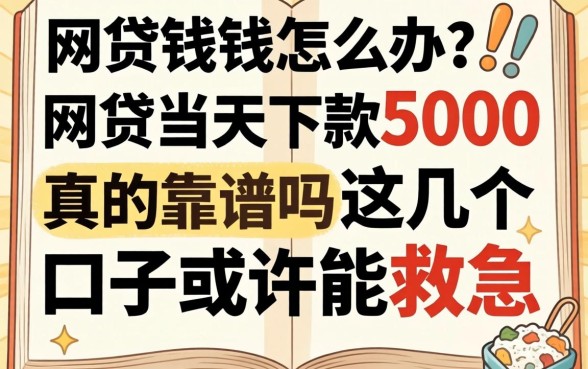 急需用钱怎么办？网贷当天下款5000真的靠谱吗？这几个口子或许能救急