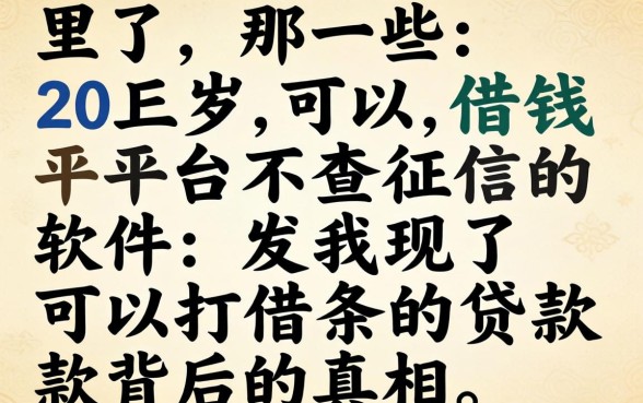 我试了那些20岁可以借钱平台不查征信的软件，发现了可以打借条的贷款背后的真相