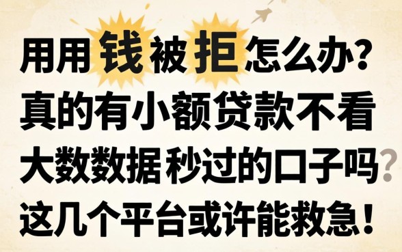 急用钱被拒怎么办？真的有小额贷款不看大数据秒过的口子吗？这几个平台或许能救急！