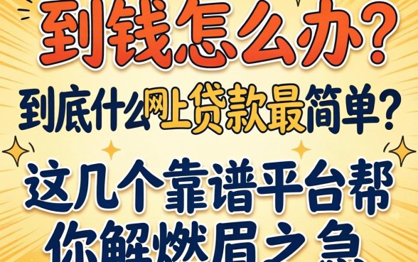 急需用钱怎么办?到底什么网上贷款最简单?这几个靠谱平台帮你解燃眉之急