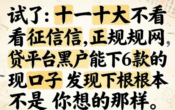 我试了十大不看征信正规网贷平台,发现黑户能下款的口子根本不是你想的那样