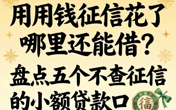 急用钱征信花了哪里还能借？盘点五个不查征信的小额贷款口子