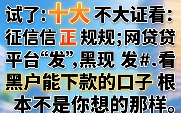 我试了十大不看征信正规网贷平台,发现黑户能下款的口子根本不是你想的那样