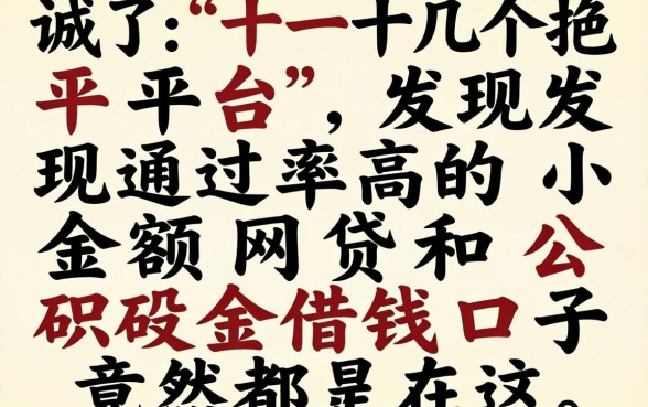我试了十几个平台,发现通过率高的小额网贷和公积金借钱口子竟然都在这