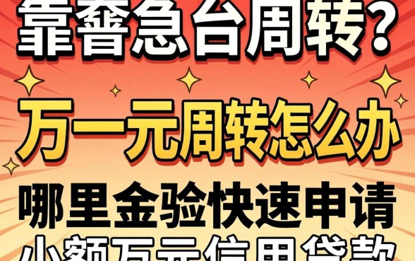 急需一万元周转怎么办？哪里可以快速申请小额万元信用贷款？靠谱平台有哪些？