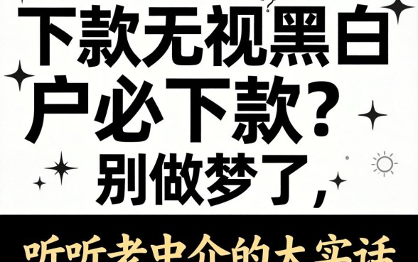 百分百下款无视黑白户必下款?别做梦了,听听老中介的大实话
