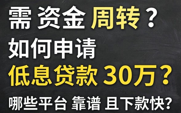 急需资金周转？如何申请低息贷款30万？哪些平台靠谱且下款快？