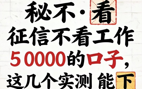 揭秘2026不看征信不看工作5000的口子，这几个实测能下