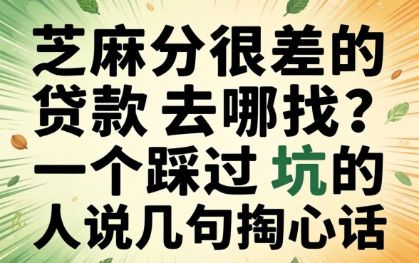 芝麻分很差的贷款去哪找?一个踩过坑的人说几句掏心话