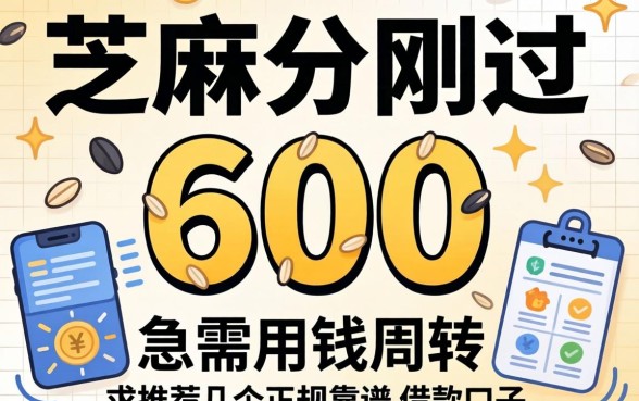 芝麻分刚过600，急需用钱周转，求推荐几个正规靠谱的借款口子？