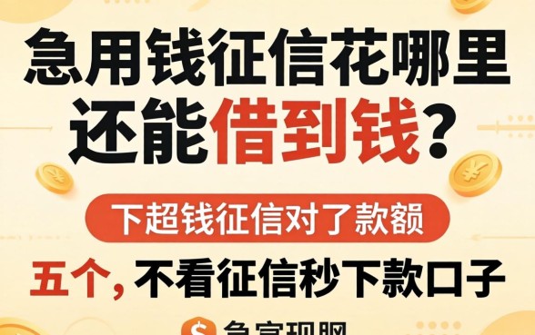 急用钱征信花哪里还能借到钱？分享五个不看征信秒下款的口子