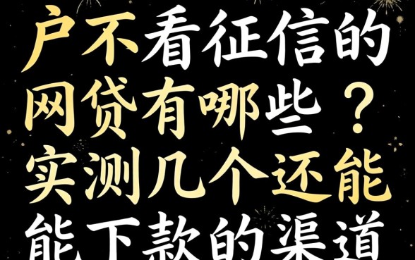 黑户不看征信的网贷有哪些？实测几个还能下款的渠道