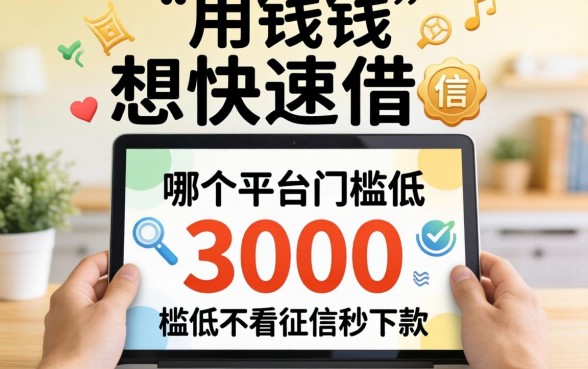 急用钱想快速借3000，哪个平台门槛低不看征信秒下款？
