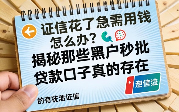 征信花了急需用钱怎么办?揭秘那些黑户秒批的贷款口子真的存在吗?
