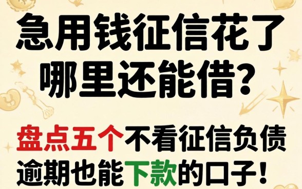 急用钱征信花了哪里还能借?盘点五个不看征信负债逾期也能下款的口子!