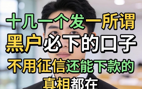 我试了十几个所谓黑户必下的口子，发现不用征信还能下款的真相都在这