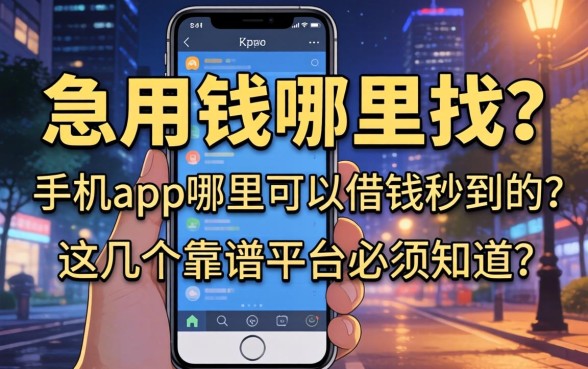深夜急用钱哪里找？手机app哪里可以借钱秒到的？这几个靠谱平台必须知道
