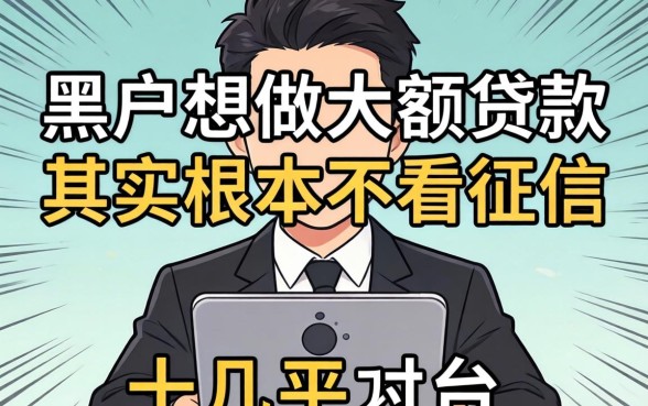我试了十几个平台才发现，黑户想做大额贷款其实根本不看征信