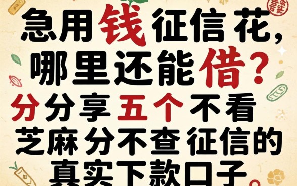 急用钱征信花哪里还能借？分享五个不看芝麻分不查征信的真实下款口子