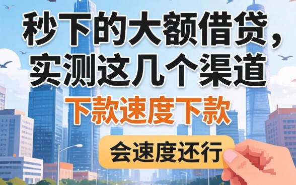 有什么秒下的大额借贷？实测这几个渠道下款速度还行
