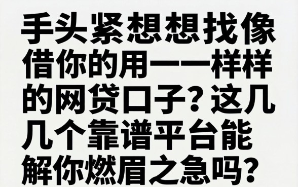 手头紧想找像借你用一样的网贷口子？这几个靠谱平台能解你燃眉之急吗？