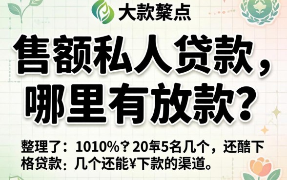 大额私人贷款哪里有放款？整理了几个还能下款的渠道