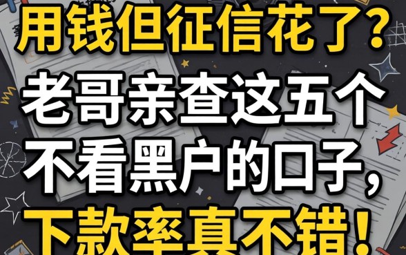 急用钱但征信花了?老哥亲测这五个不看黑户的口子,下款率真不错!