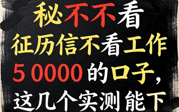 揭秘2026不看征信不看工作5000的口子，这几个实测能下