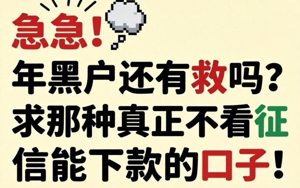 急急急！2026年黑户还有救吗？求那种真正不看征信能下款的口子！