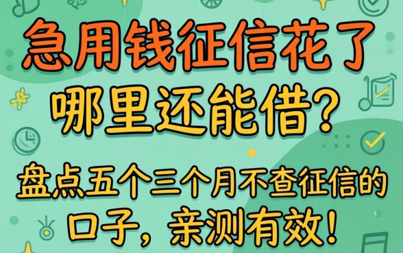 急用钱征信花了哪里还能借？盘点五个三个月不查征信的口子，亲测有效！
