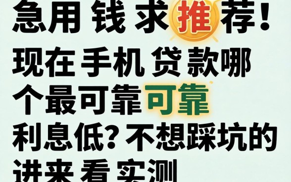 急用钱求推荐!现在手机贷款哪个最可靠利息低?不想踩坑的进来看实测