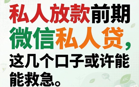 揭秘纯私人放款前期微信私人贷，这几个口子或许能救急