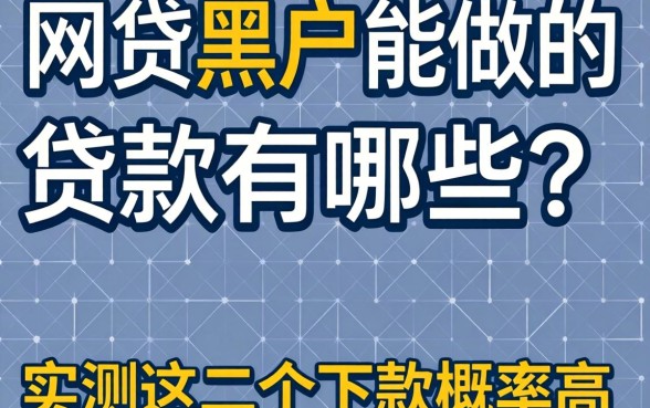 网贷黑户能做的贷款有哪些？实测这几个下款概率高