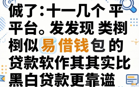 我试了十几个平台，发现类似易借钱包的贷款软件其实比黑白贷款更靠谱