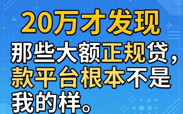 我借了20万才发现，那些大额正规贷款平台根本不是我想的那样