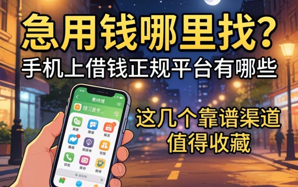 深夜急用钱哪里找？手机上借钱正规平台有哪些？这几个靠谱渠道值得收藏
