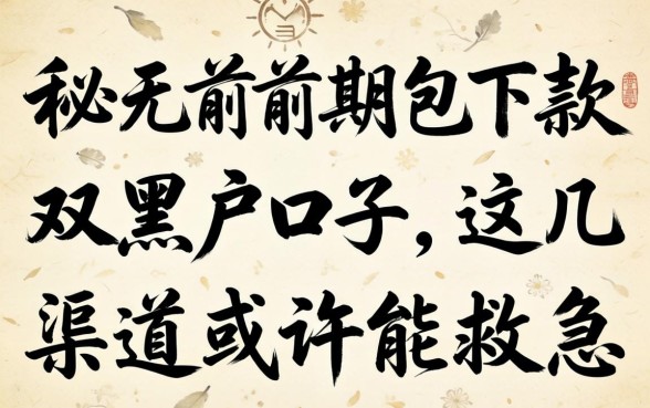揭秘无前期包下款的双黑户口子，这几个渠道或许能救急