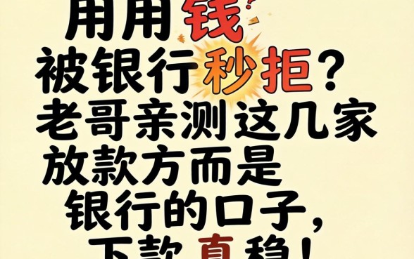 急用钱被银行秒拒?老哥亲测这几家放款方是银行的口子,下款真稳!