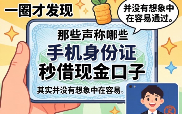 我试了一圈才发现，那些声称手机身份证秒借现金的口子，其实并没有想象中那么容易通过