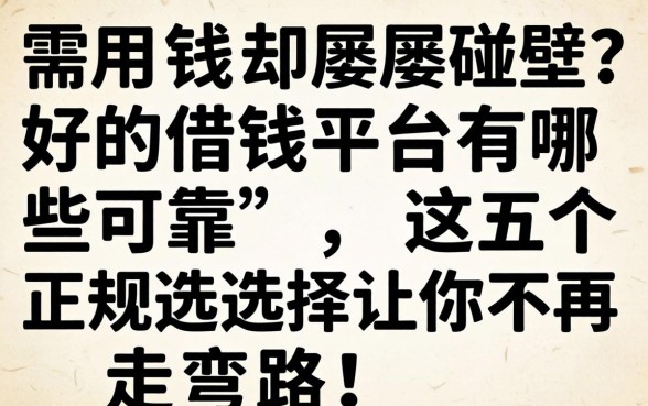 急需用钱却屡屡碰壁？好的借钱平台有哪些可靠，这五个正规选择让你不再走弯路！