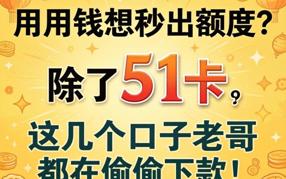 急用钱想秒出额度？除了51卡，这几个口子老哥都在偷偷下款！