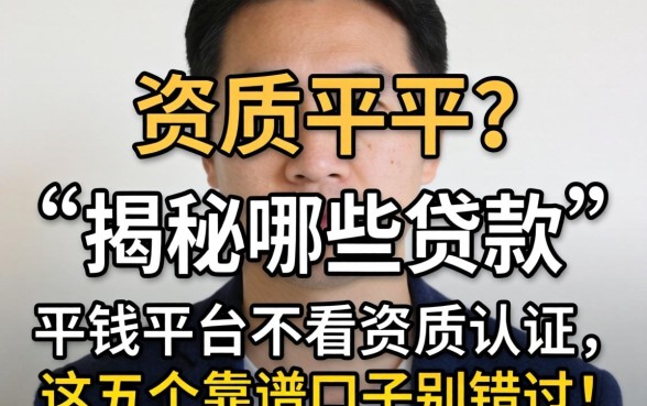急需用钱却资质平平?揭秘哪些贷款平台不看资质认证,这五个靠谱口子别错过!