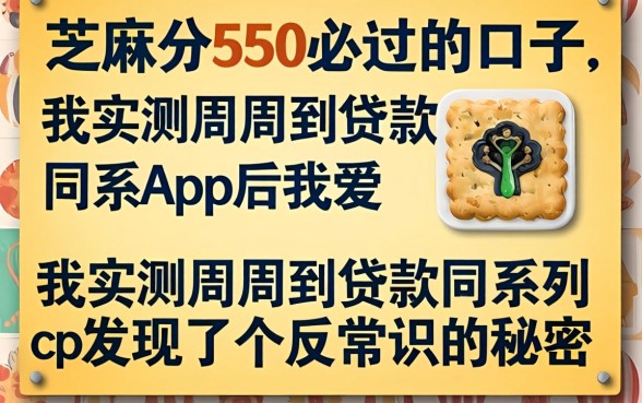 芝麻分550必过的口子，我实测周周到贷款同系列app后发现了个反常识的秘密