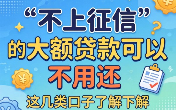 揭秘不上征信的大额贷款可以不用还的，这几类口子了解一下