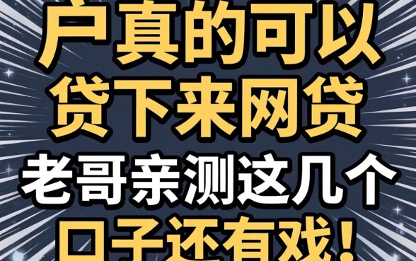 黑户真的可以贷下来网贷吗?老哥亲测这几个口子还有戏!