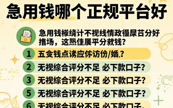 急用钱哪个正规平台好，详细阐述五个无视综合评分不足必下款口子