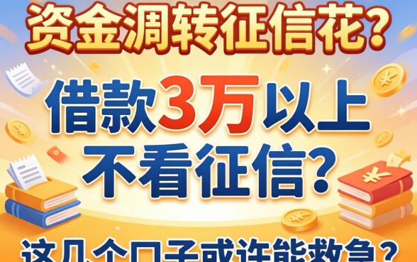 急需资金周转却征信花？借款3万以上不看征信的有哪些平台？这几个口子或许能救急