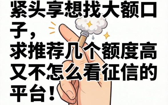 手头紧想找大额口子，求推荐几个额度高又不怎么看征信的平台！