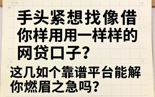 手头紧想找像借你用一样的网贷口子？这几个靠谱平台能解你燃眉之急吗？