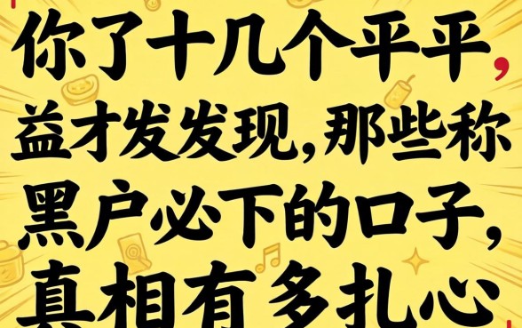 我试了十几个平台才发现,那些号称黑户必下的口子,真相有多扎心